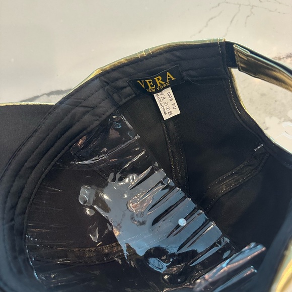 Gold faux leather rhinestone brim baseball cap, NWOT - Picture 4 of 4